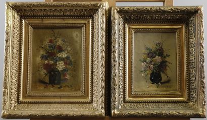 Eugène CAUCHOIS (1850-1911). Vases de fleurs...