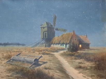 Armand GUERY (1850-1912). Le moulin de Caurel...
