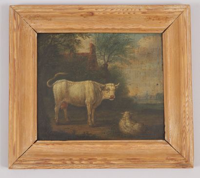 Johannes CARRE (1698-1772). Vache et mouton....