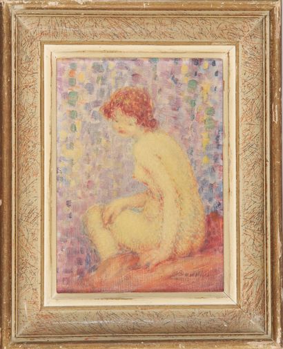 null Lucien BOULIER (1889-1963). Nude woman from behind. Oil on canvas mounted on...