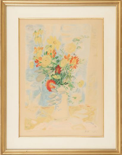LE PHO (1907-2001). Vase de fleurs. Lithographie...
