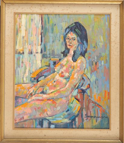 null Guy SCOQUART, 20th century French school. The nude. Oil on canvas signed lower...