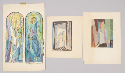 null Bernard LEWENDOWSKI, 20th-century Polish school. 13 drawings with religious...
