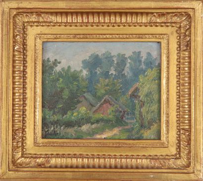 null Early 20th century French school
Small path in ? Amfrevi ?
Oil on panel signed...