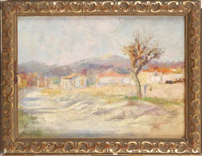 null Amédée DEL BECCHI, 19th century Provencal school. The Road. Oil on canvas, studio...