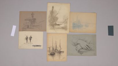 null Jean SORLAIN dit Paul DENARIE (1859-1942). 48 dessins env: fusain, pastel, encre...