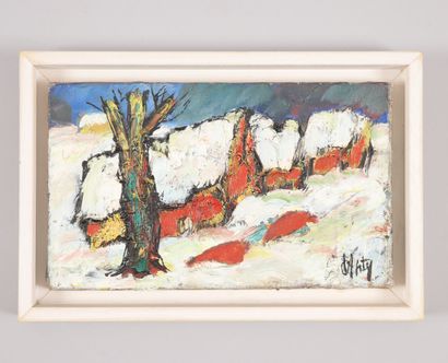 null Henry d'ANTY (1910-1998). Snowy landscapes. Two oil paintings signed. 14 x 18...