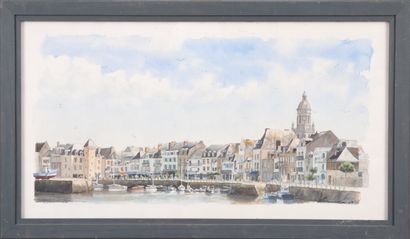 null 20th century French school. Breton harbor, 2007. Watercolor signed and dated...