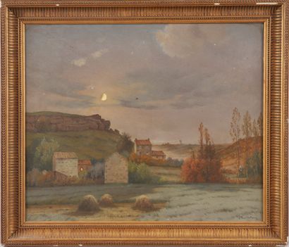 null E. BARTHELEMY, 20th century modern school. Moonlight. Oil on canvas signed lower...