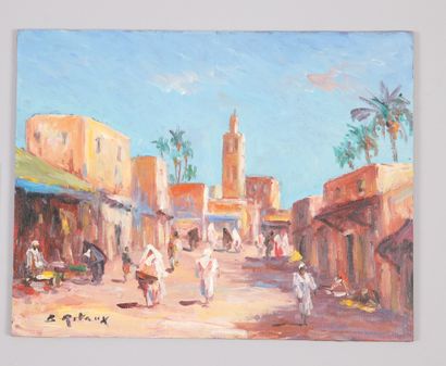null Bruno RETAUX (born 1947). Desert (24 x 33 cm) and View of Marrakesh (27 x 35...