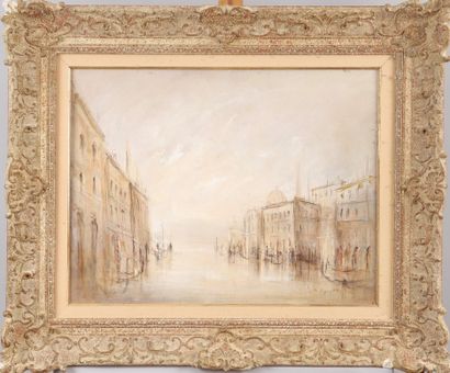null Jean-Michel NOQUET (1850-2015). Venice, acqua alta on the Grand Canal. Oil on...