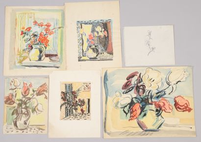 null Bernard LEWENDOWSKI, 20th century Polish school. 14 watercolor, Indian ink and...