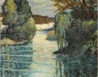 null William HOGAN (born 1894). The River. Oil on canvas signed lower right. 32.5...