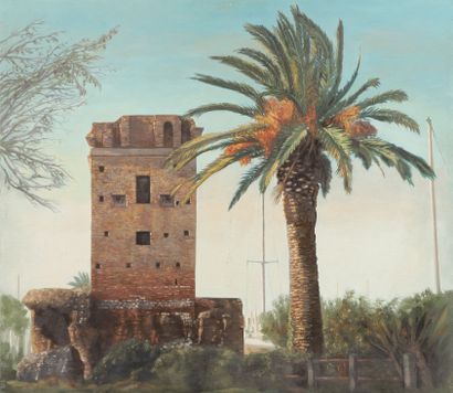 null Maurizio TAZZUTI, 20th century Italian school. The Tower of Ostia (Latium),...