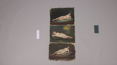 null Jean SORLAIN dit Paul DENARIE (1859-1942). 3 nudes of a young reclining woman....