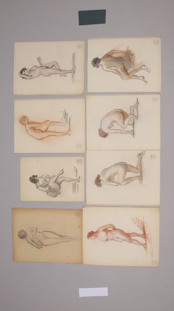 null Jean SORLAIN dit Paul DENARIE (1859-1942). Approx. 17 nude drawings. Charcoal...