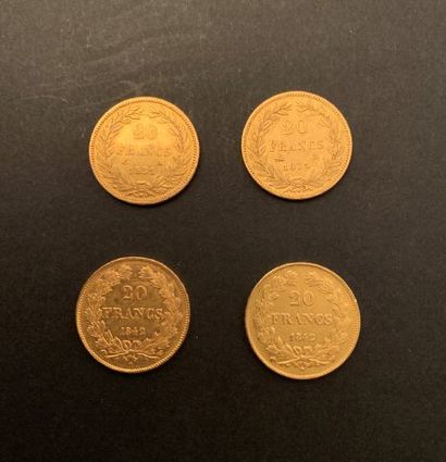 null 
Quatre pièces 20 Francs OR LOUIS PHILIPPE




1831 Paris, 1831 Rouen, 1842...