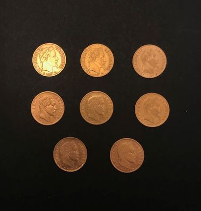 
Eight pieces 10 Francs GOLD NAPOLEON III...