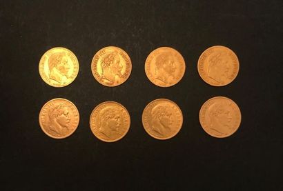 
Huit pièces 10 Francs OR NAPOLÉON III TÊTE...