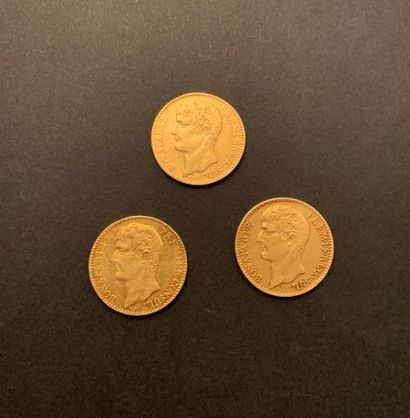 null 
Three coins 40 Francs GOLD BONAPARTE FIRST CONSUL AN XI Paris.



Lot sold...