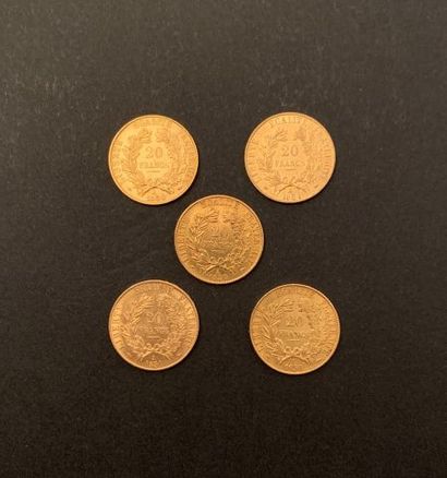 null 
Five coins 20 Francs GOLD CERES.



Lot sold by designation and kept at the...