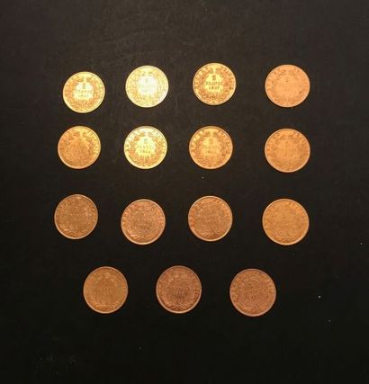 null 
Fifteen pieces 5 Francs GOLD NAPOLEON III LAURED HEAD



Lot sold on designation...
