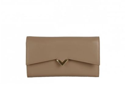 null Evening clutch or shoulder bag, "ROMA" model in powder pink smooth leather....