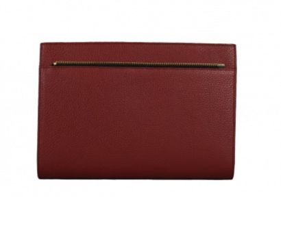 null Evening clutch or shoulder bag, "ROMA" model in smooth burgundy leather. The...