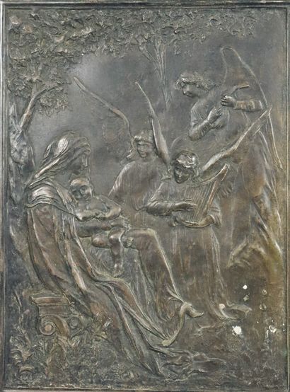 null Arthur SAMBON (1867-1947)

Hymne à la Vierge.

Plaque en bronze argenté patiné,...