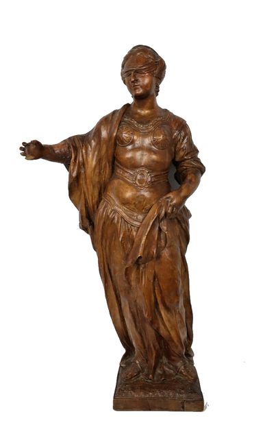 null Sculpture figurant Thémis, déesse de la justice.

Importante statue en bois...