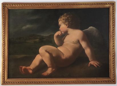 null Simone CANTARINI (1612-1648) (attribué à).

Ange devant un paysage.

Huile sur...