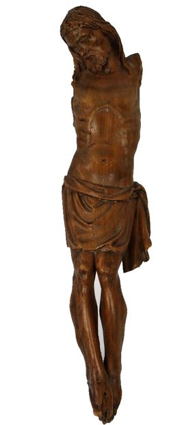 null Christ en bois de résineux sculpté.

XVIIème ou XVIIIème siècle.

H_43,5 cm,...