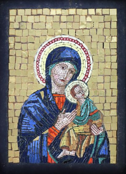 null Vierge à l'enfant dans le style byzantin.

Tableautin en mosaïque et micro-mosaïque.

Travail...