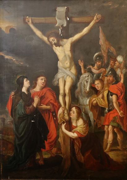 null Ecole flamande du XVIIème siècle, entourage d'Ambrosius FRANCKEN.

Crucifixion.

Huile...