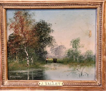 null Jean-Emile VALLET (died in 1899).

Landscape with a fisherman.

Oil on canvas,...