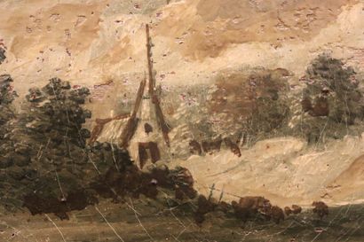 null French school of the XVIIIth century.

Village scenes.

Two important oil on...