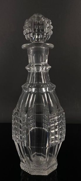 null CRYSTAL FACTORY OF THE CREUSOT.

Carafe in moulded and cut crystal with repeated...