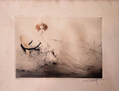 null Louis ICART (1888-1950).

La femme au parasol.

Pointe sèche et aquatinte en...