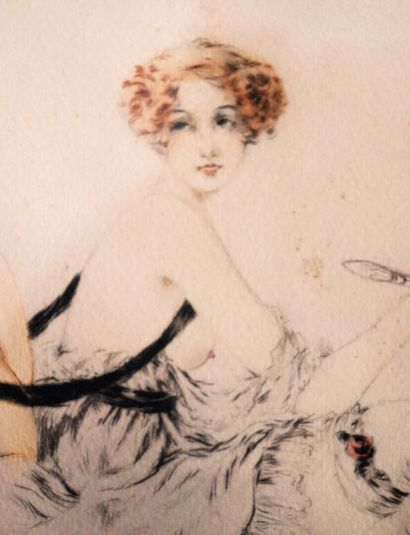 null Louis ICART (1888-1950).

The woman with the parasol.

Drypoint and aquatint...