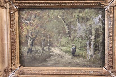 null French school of the end of the XIXth century, DAMARIN.

Undergrowth.

Oil on...