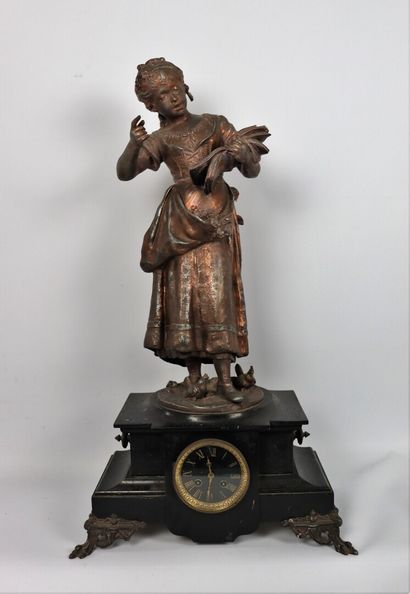 null Black marble clock with brown patina.

The sculpture after Auguste Moreau depicting...