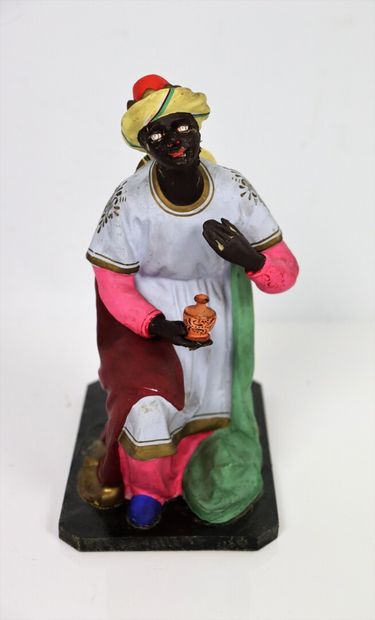 null Six polychrome terracotta santons, resting on black stained wood bases.

Around...