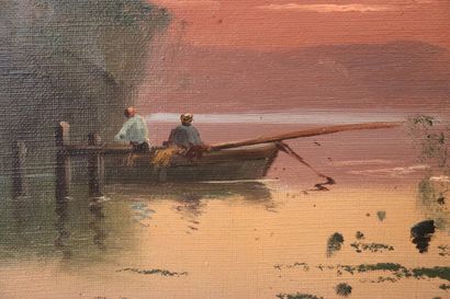 null J. ESTEVE (XIXème - XXème)

Pêcheur à l'aube.

Huile sur toile, signée en bas...