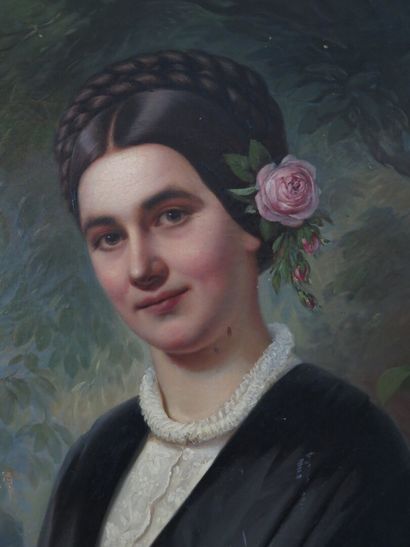 null 
Karl HAPPEL (1819-1914).




Femme à la rose.




Huile sur toile. 




Signée...