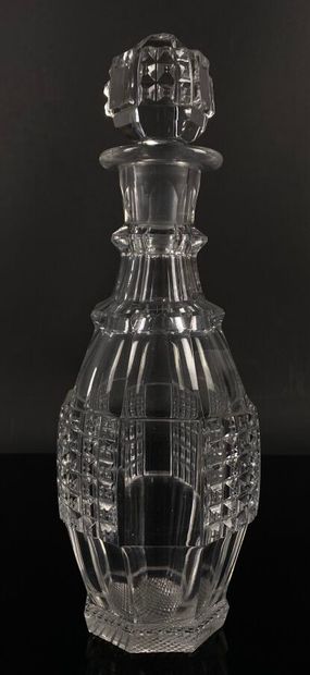 null CRYSTAL FACTORY OF THE CREUSOT.

Carafe in moulded and cut crystal with repeated...