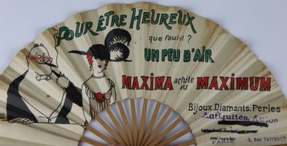 null Paul IRIBE (1883-1935).

Eventail publicitaire "Maxima achète au maximum".

J....