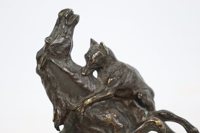 null Pierre-Jules MÈNE (1810-1879)

Cheval attaqué par un loup.

Groupe en bronze...