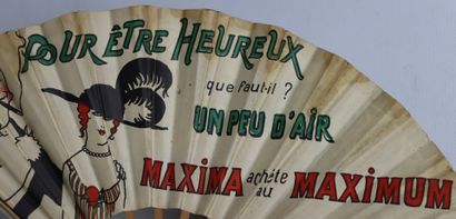 null Paul IRIBE (1883-1935).

Eventail publicitaire "Maxima achète au maximum".

J....