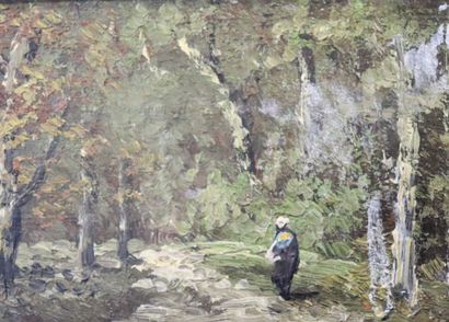 null French school of the end of the XIXth century, DAMARIN.

Undergrowth.

Oil on...