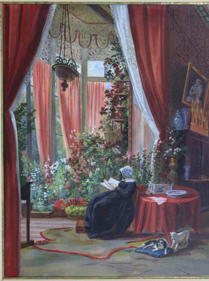 null French school of the 19th century.

Woman reading in an interior, probably in...